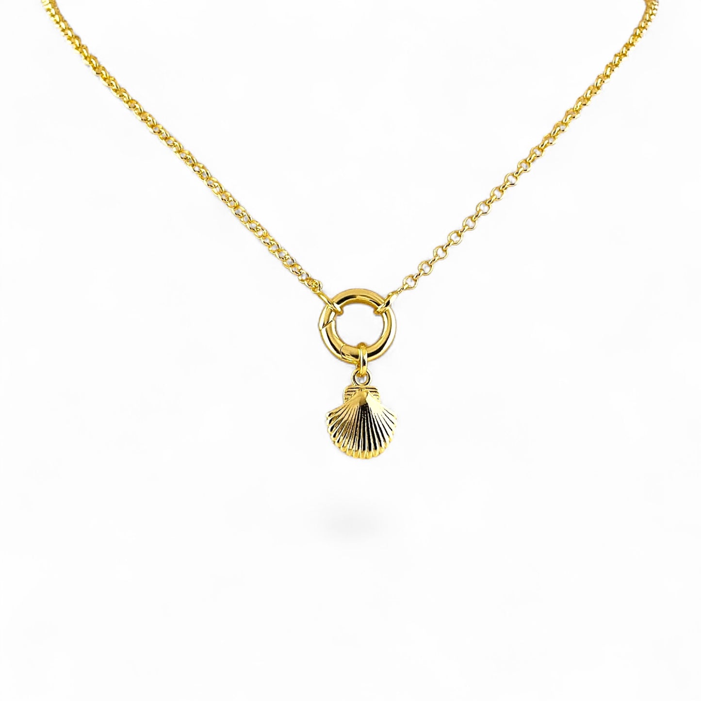 Back shell charm on necklace chain