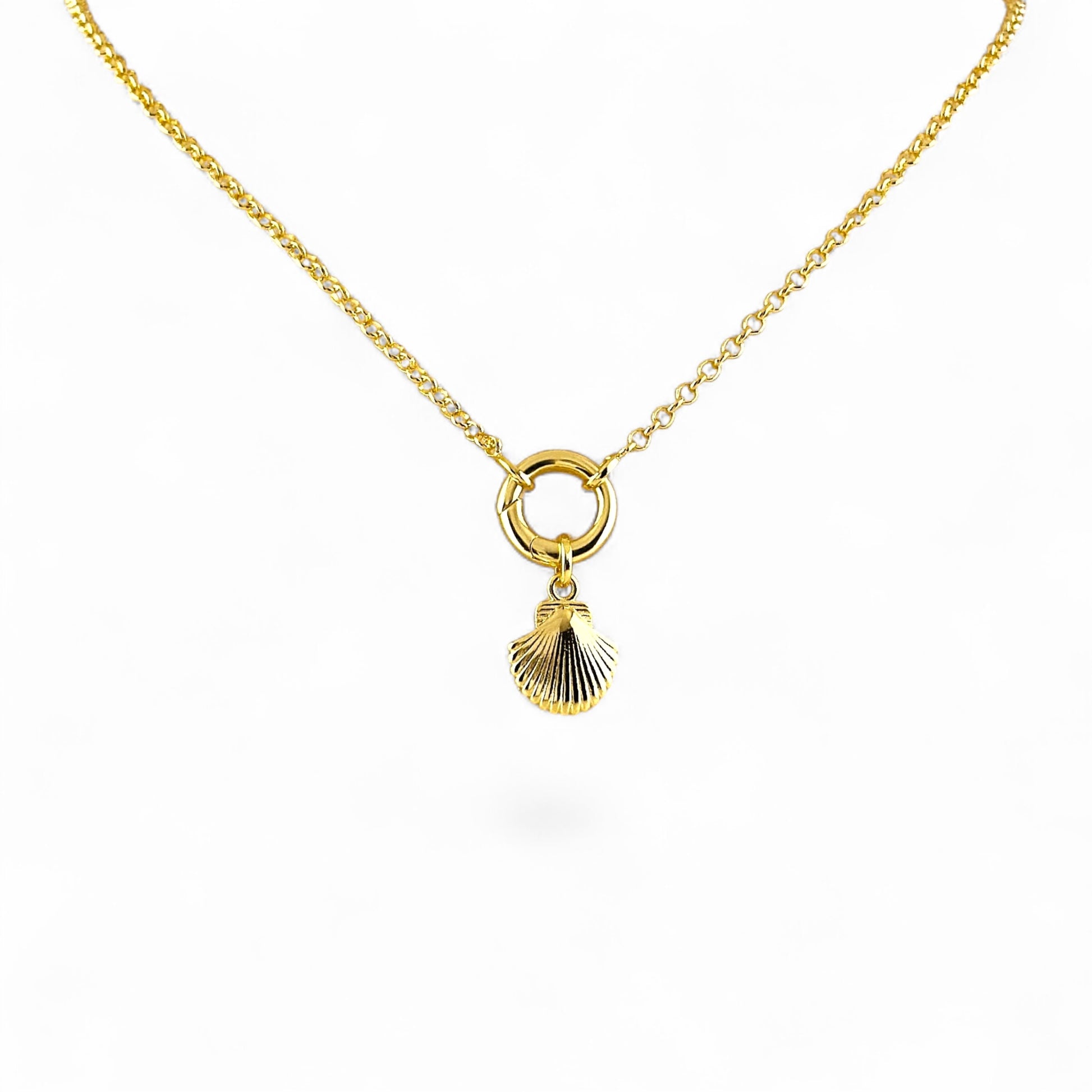 Back shell charm on necklace chain