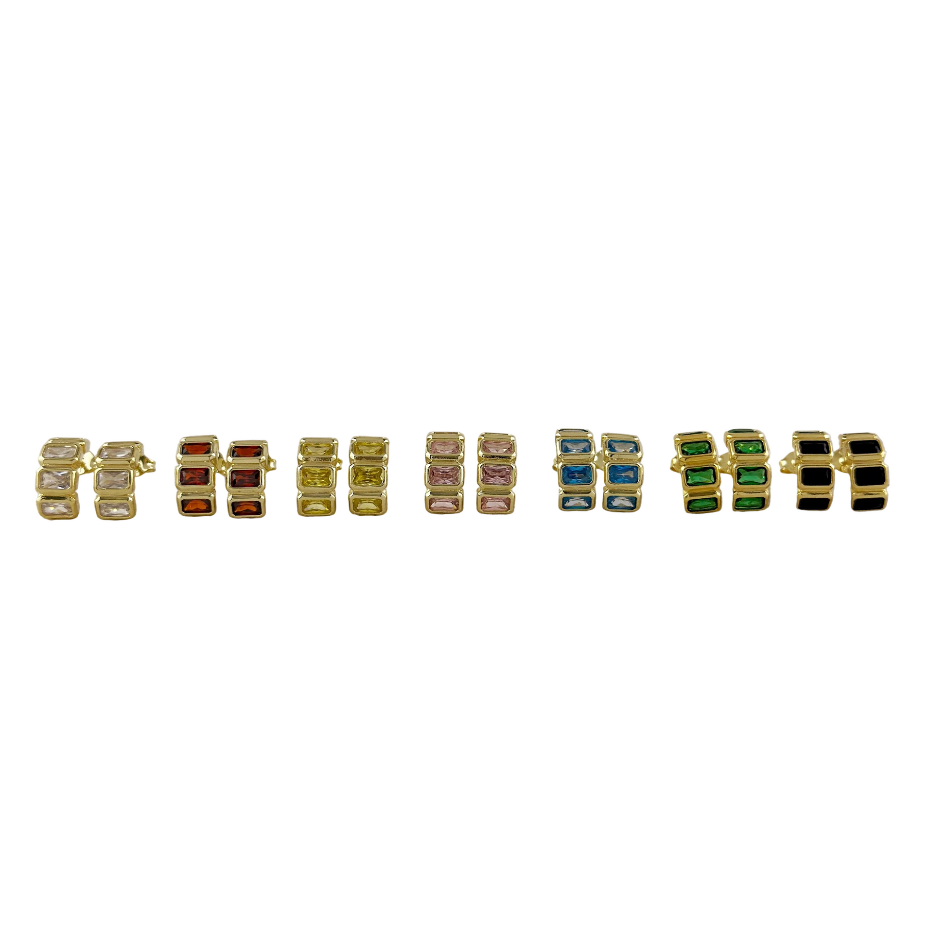 Baguette CZ 15mm 18K Gold Filled Stud Earrings