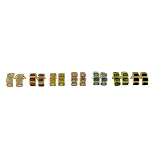 Baguette CZ 15mm 18K Gold Filled Stud Earrings