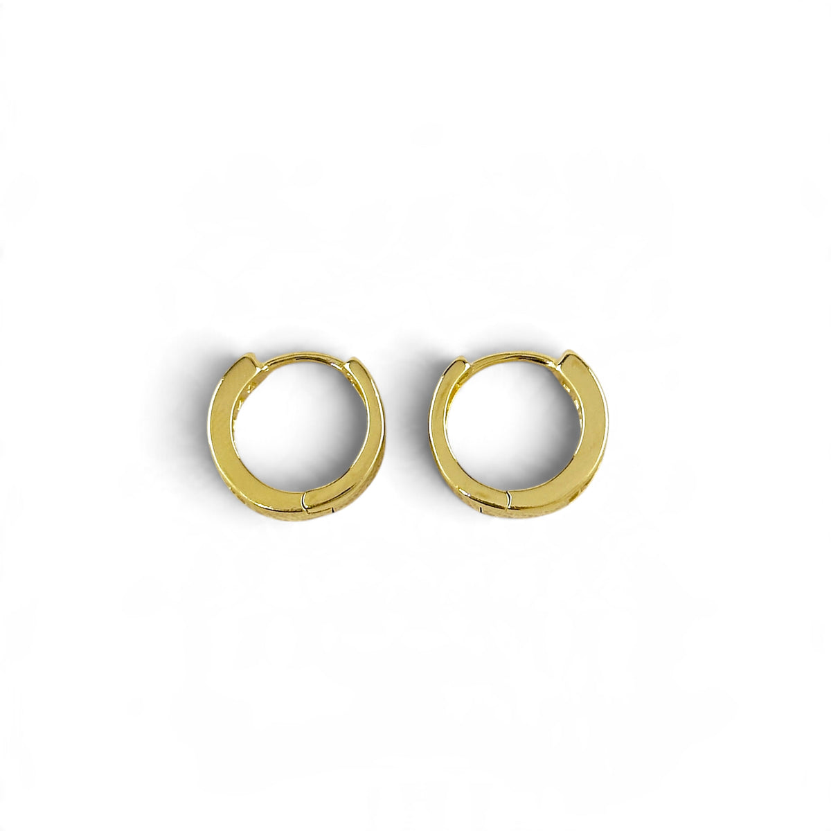 Baguette CZ Huggie Hoop Earrings Sideview