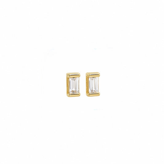 Clear Baguette CZ 6mm 18K Gold Filled Stud Earrings