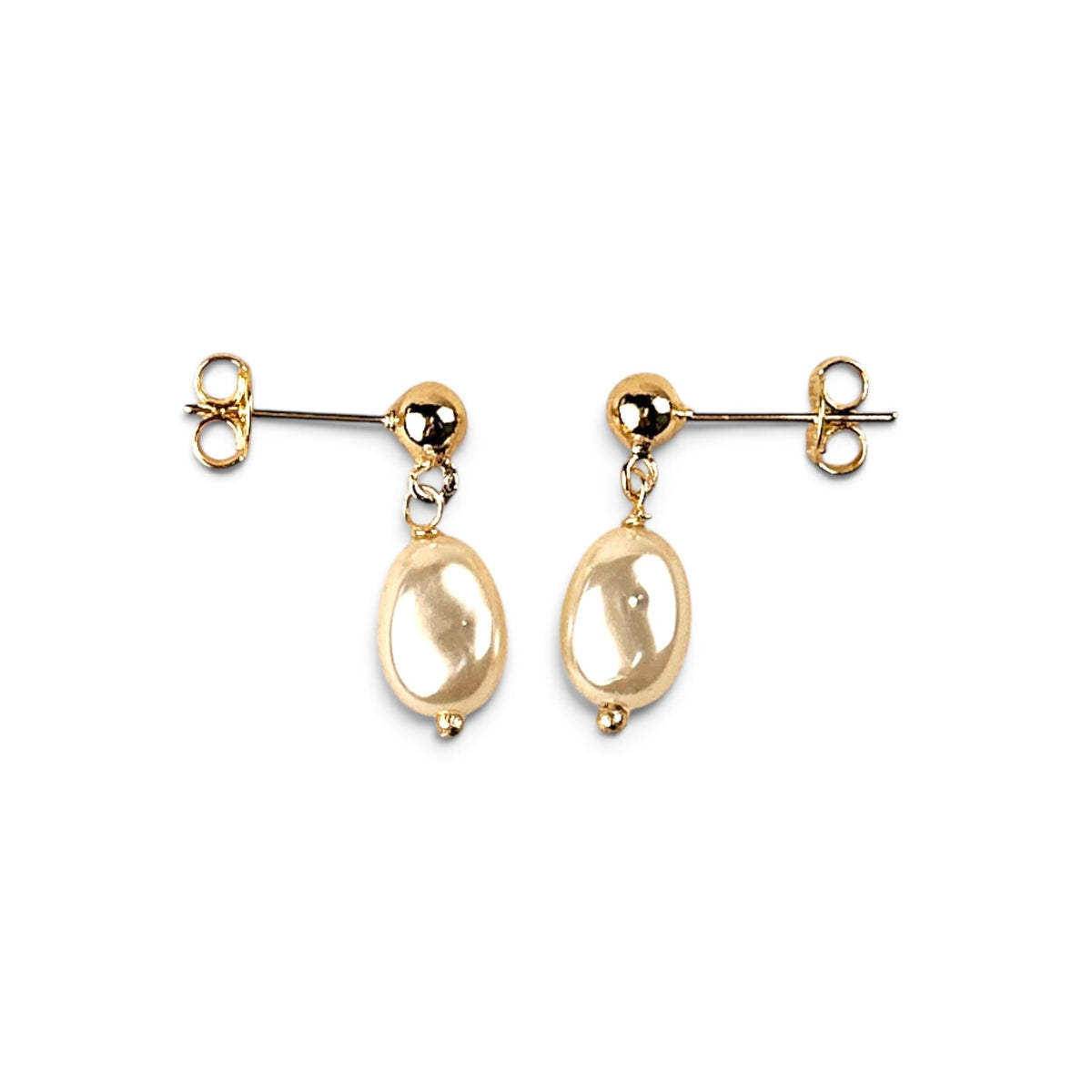 Baroque Pearl Drop Stud Earrings Sideway