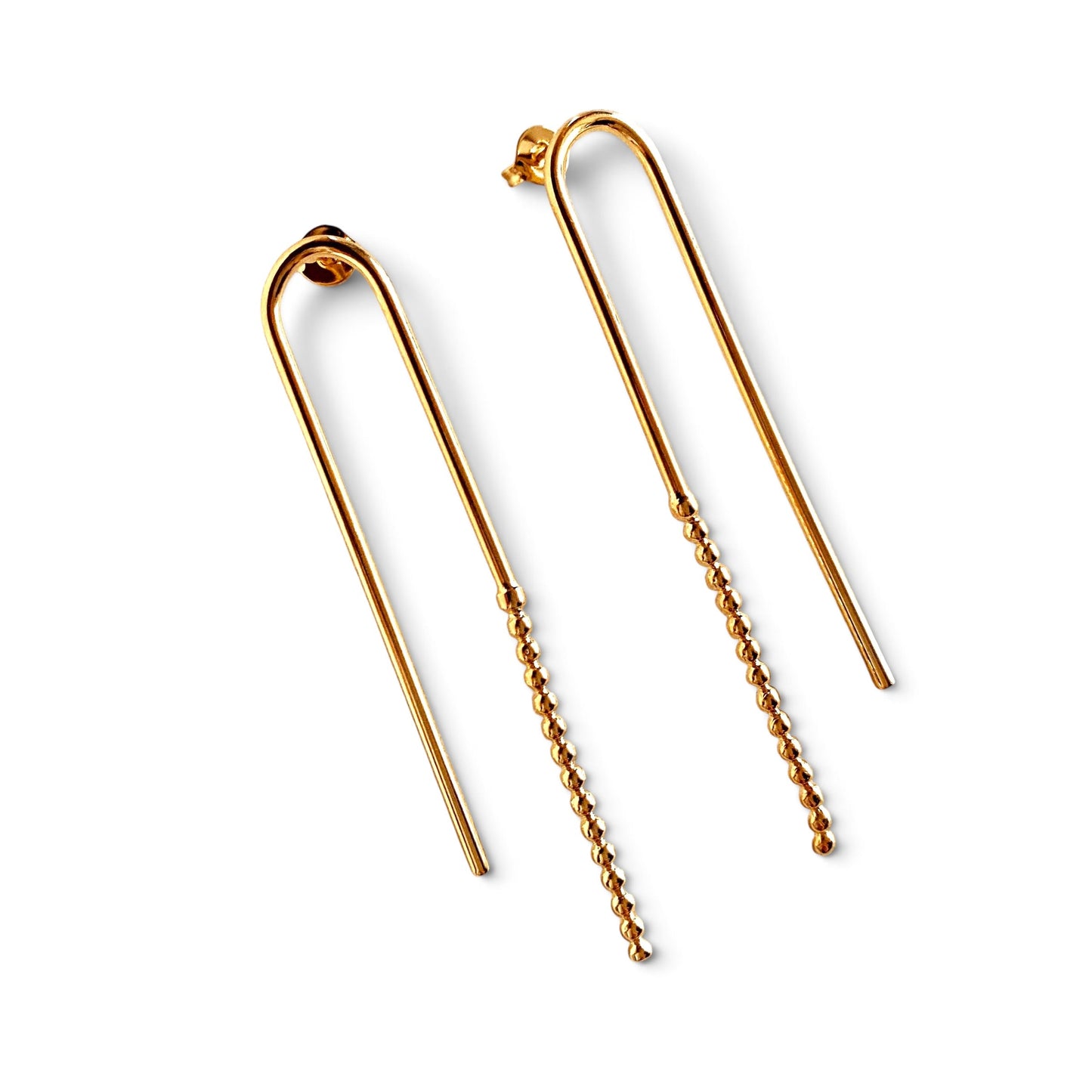 Beaded Bar 51mm 18K Gold Filled Threader Earrings