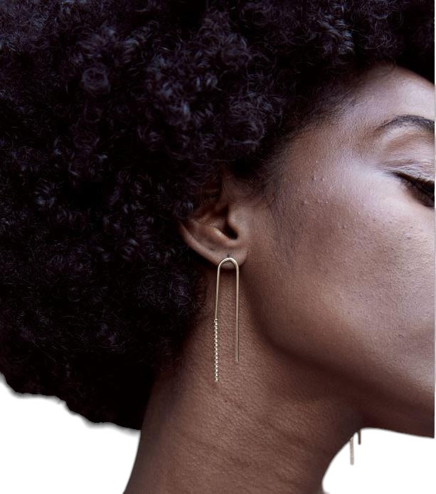 Beaded Bar 51mm 18K Gold Filled Threader Earrings