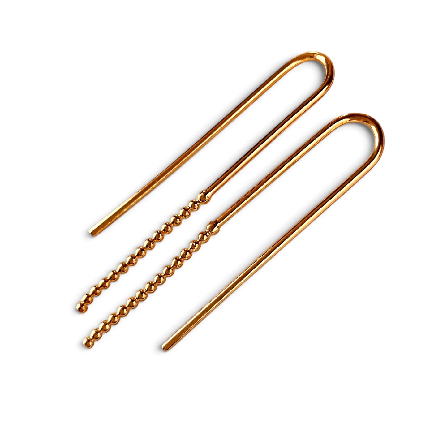 Beaded Bar 51mm 18K Gold Filled Threader Earrings