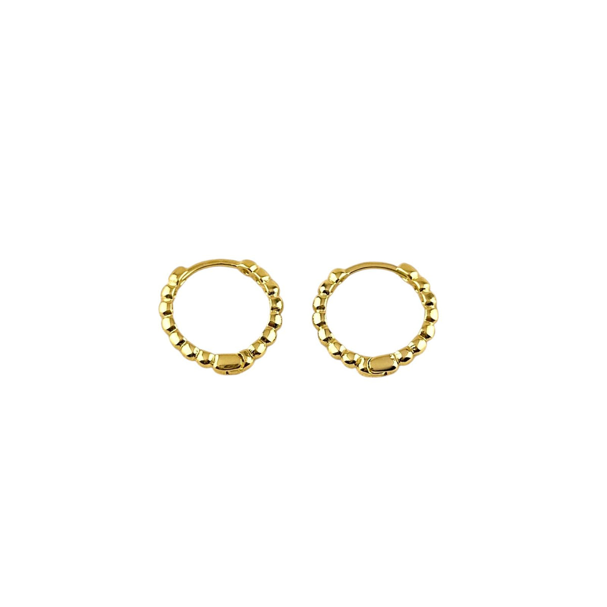 Beaded Huggie 18K Gold Filled Hoop Earrings