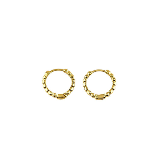 Beaded Huggie 18K Gold Filled Hoop Earrings