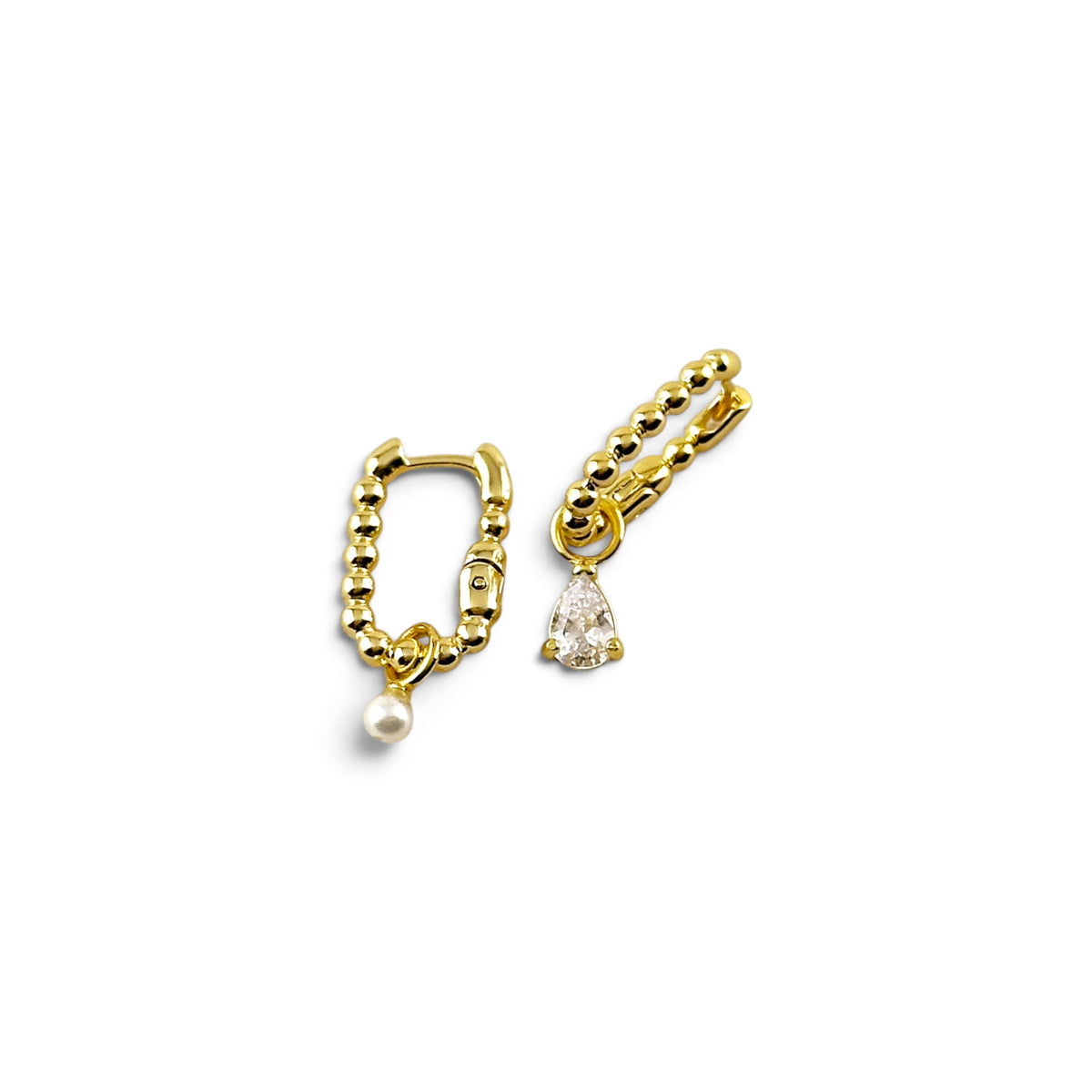 Beaded Huggie Hoop Earrings with Charms