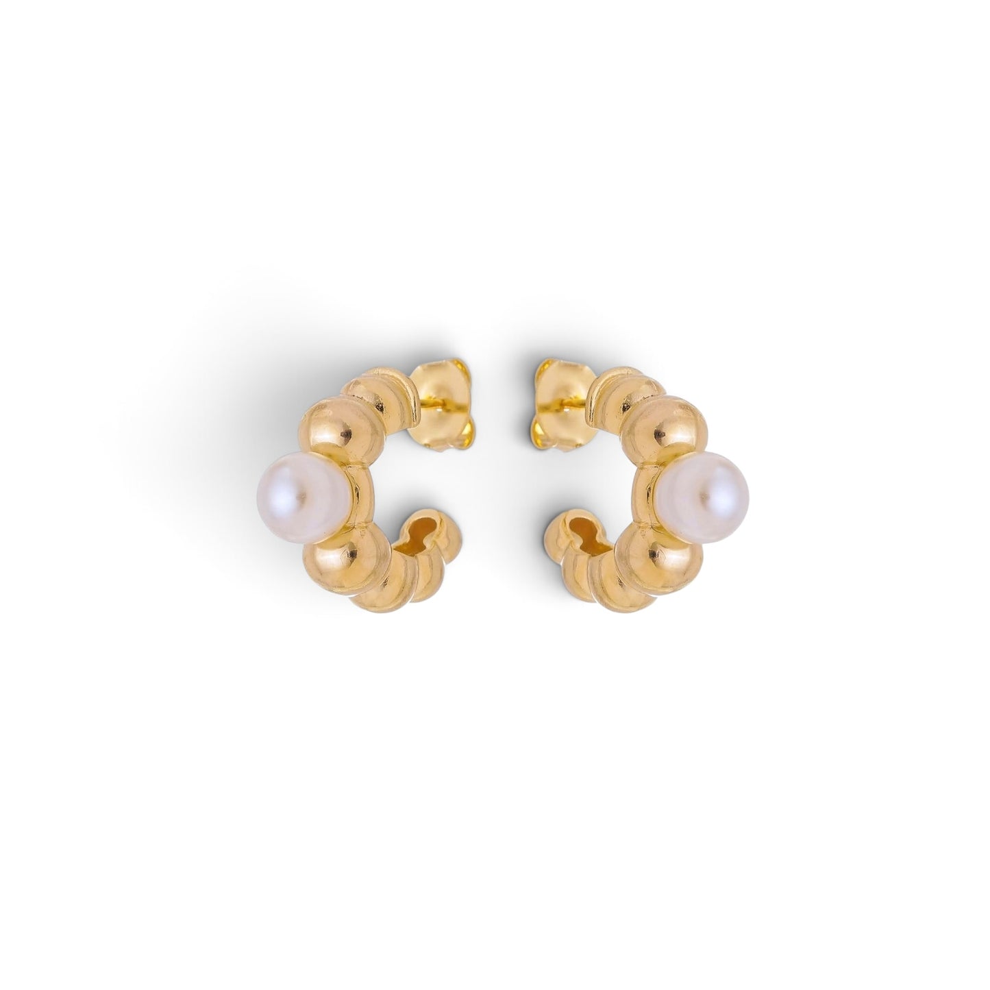 Beaded Pearl Open Hoop Earrings