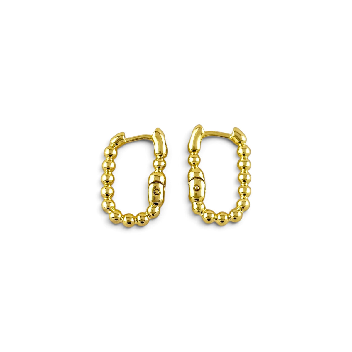 Beaded Rectangle Huggie 15mm 18K Gold Filled Hoop Earrings
