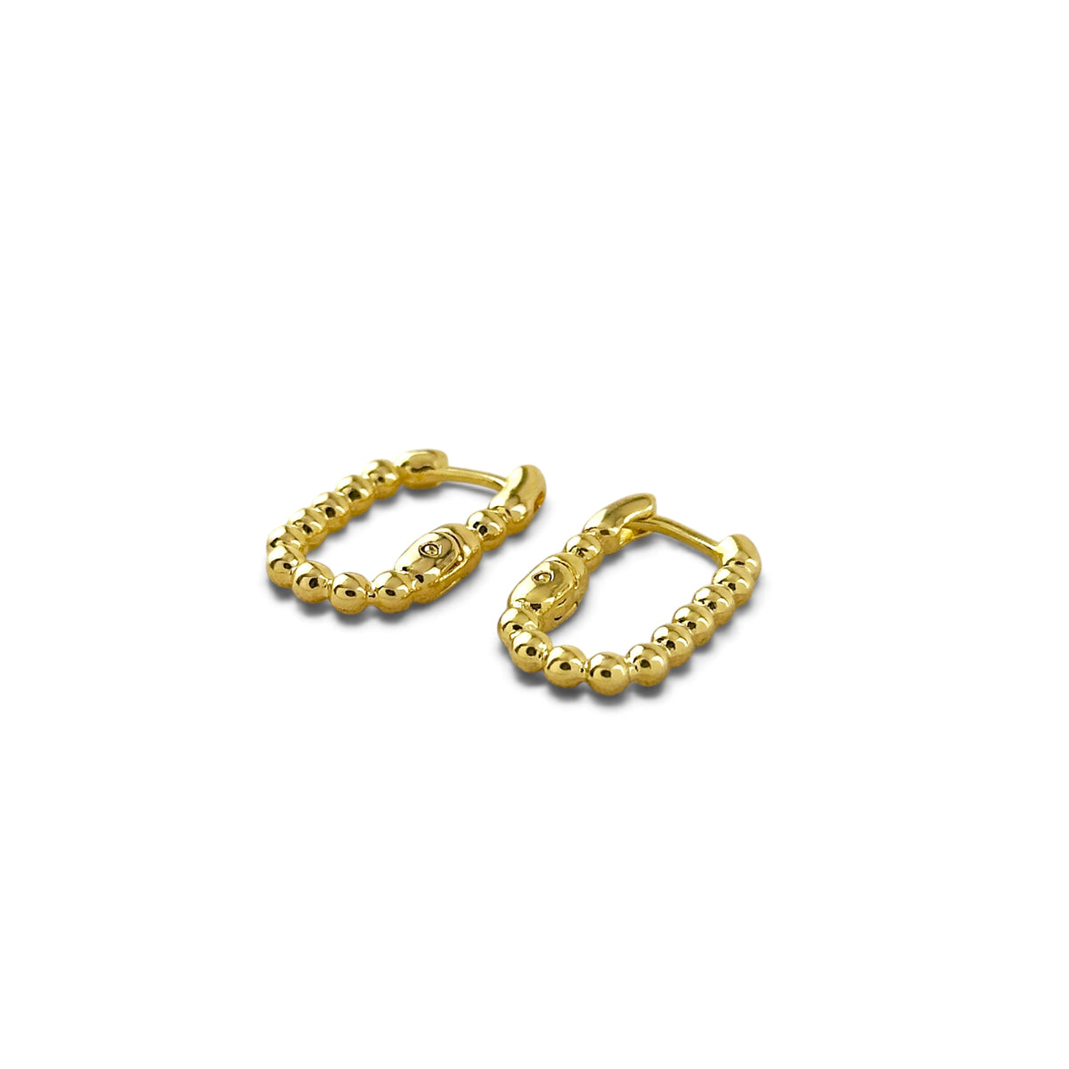 Beaded Rectangle Huggie Hoop Earrings