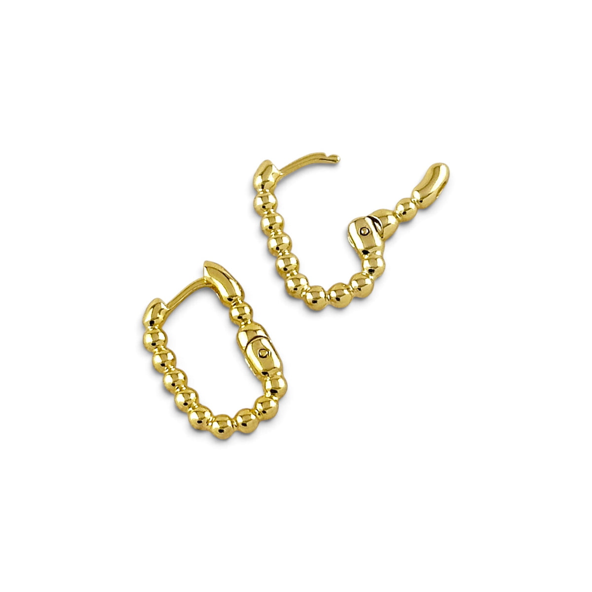 Beaded Rectangle Huggie Hoop Earrings Open