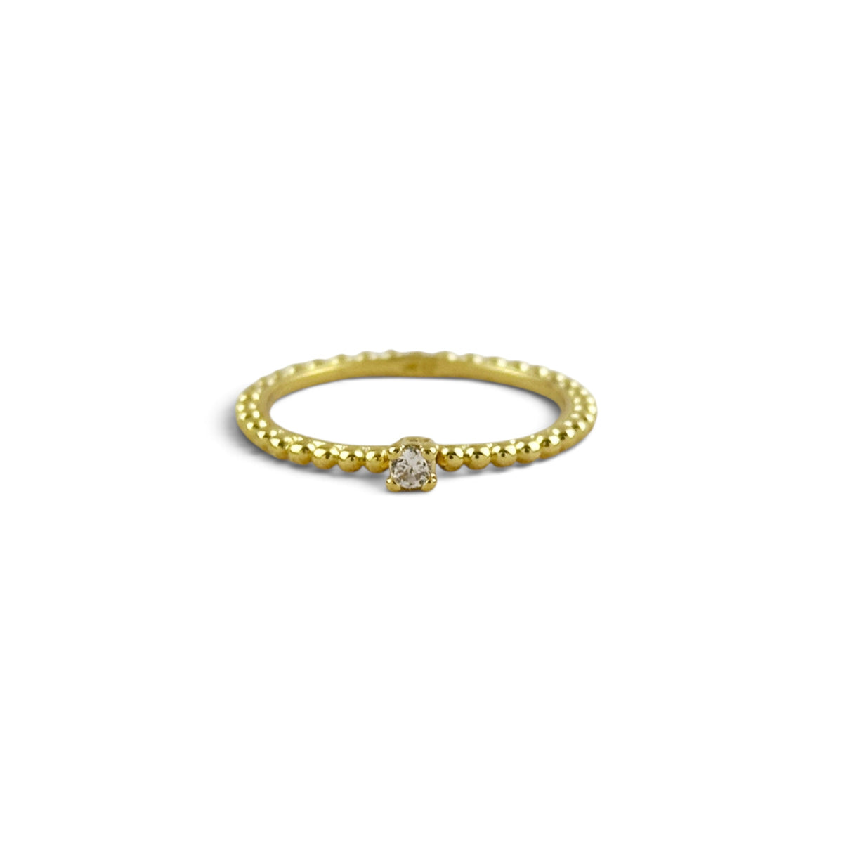 Beaded Solitaire CZ 18K Gold Filled Ring