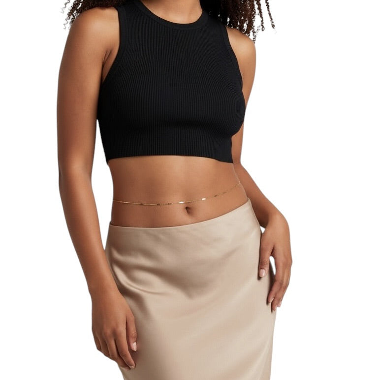 Pressed Bar Detail 18K Gold Filled Belly Chain