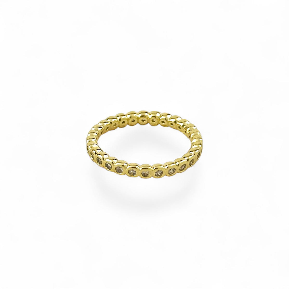 Bezel CZ Eternity 18K Gold Filled Ring Sideways