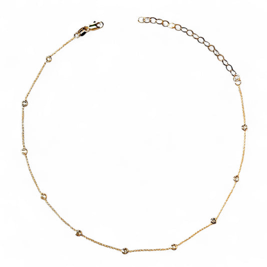 Bezel CZ Rolo Chain 1mm Necklace on white backgroun