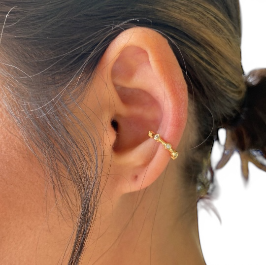 Bezel CZ 18K Gold Filled Ear Cuff