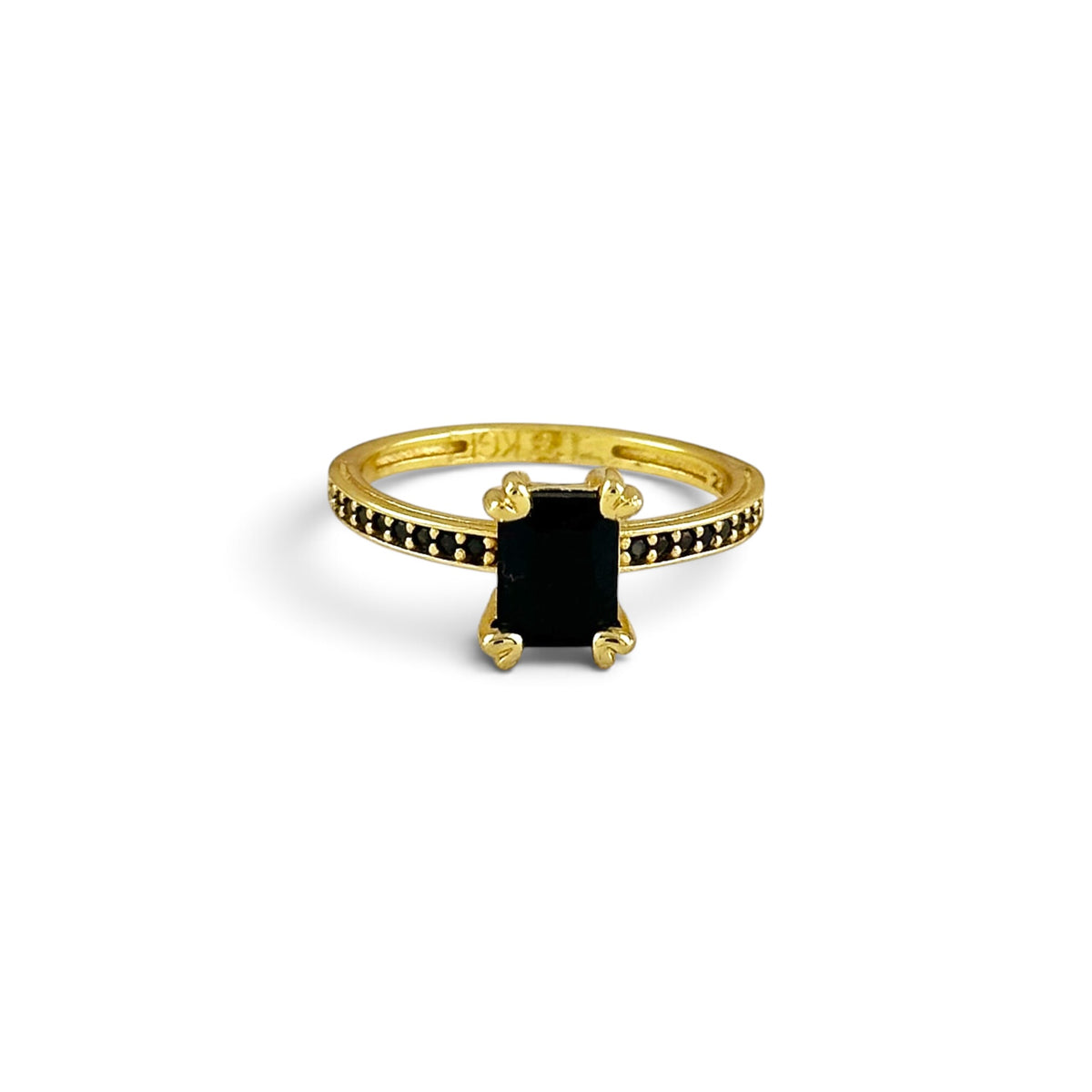 Black CZ Solitaire 18K Gold Filled Ring