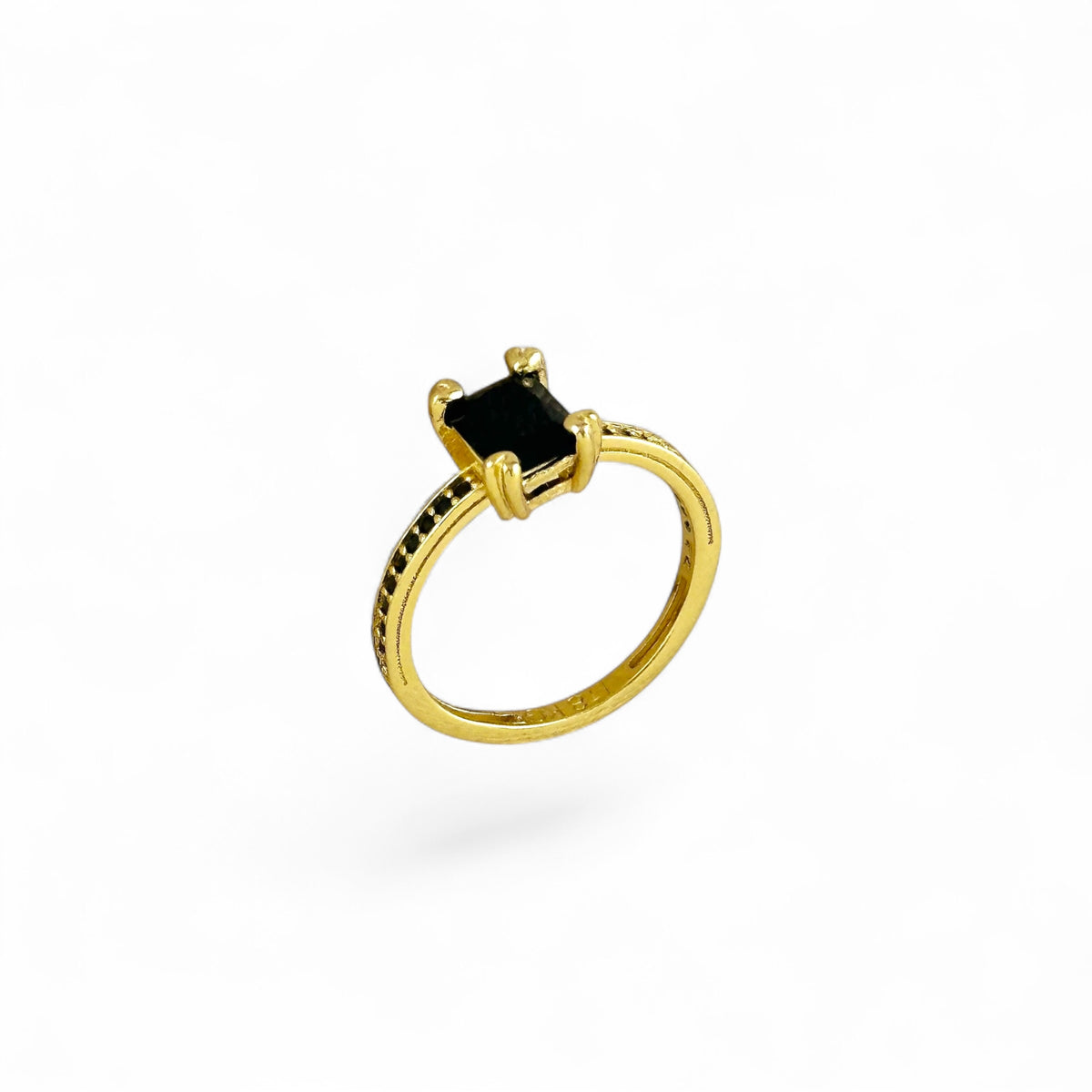 Black CZ Solitaire Ring 