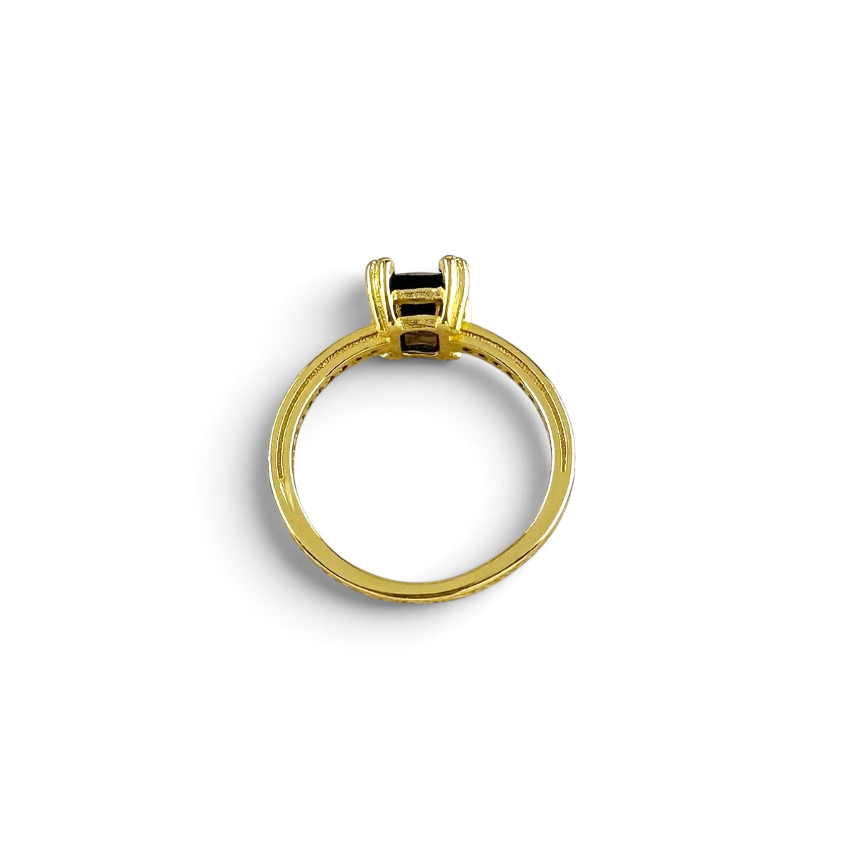 Black CZ Solitaire Ring Sideview