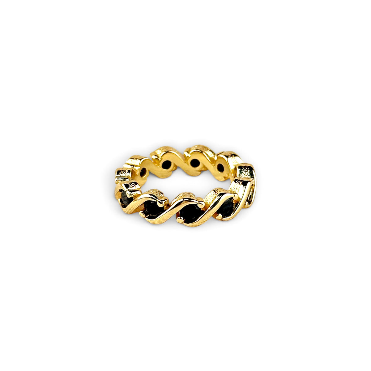 Black CZ Wave Eternity Rings