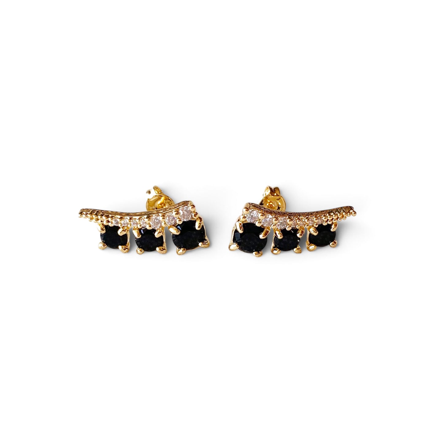 Black &amp; Clear CZ Ear Climber Earrings