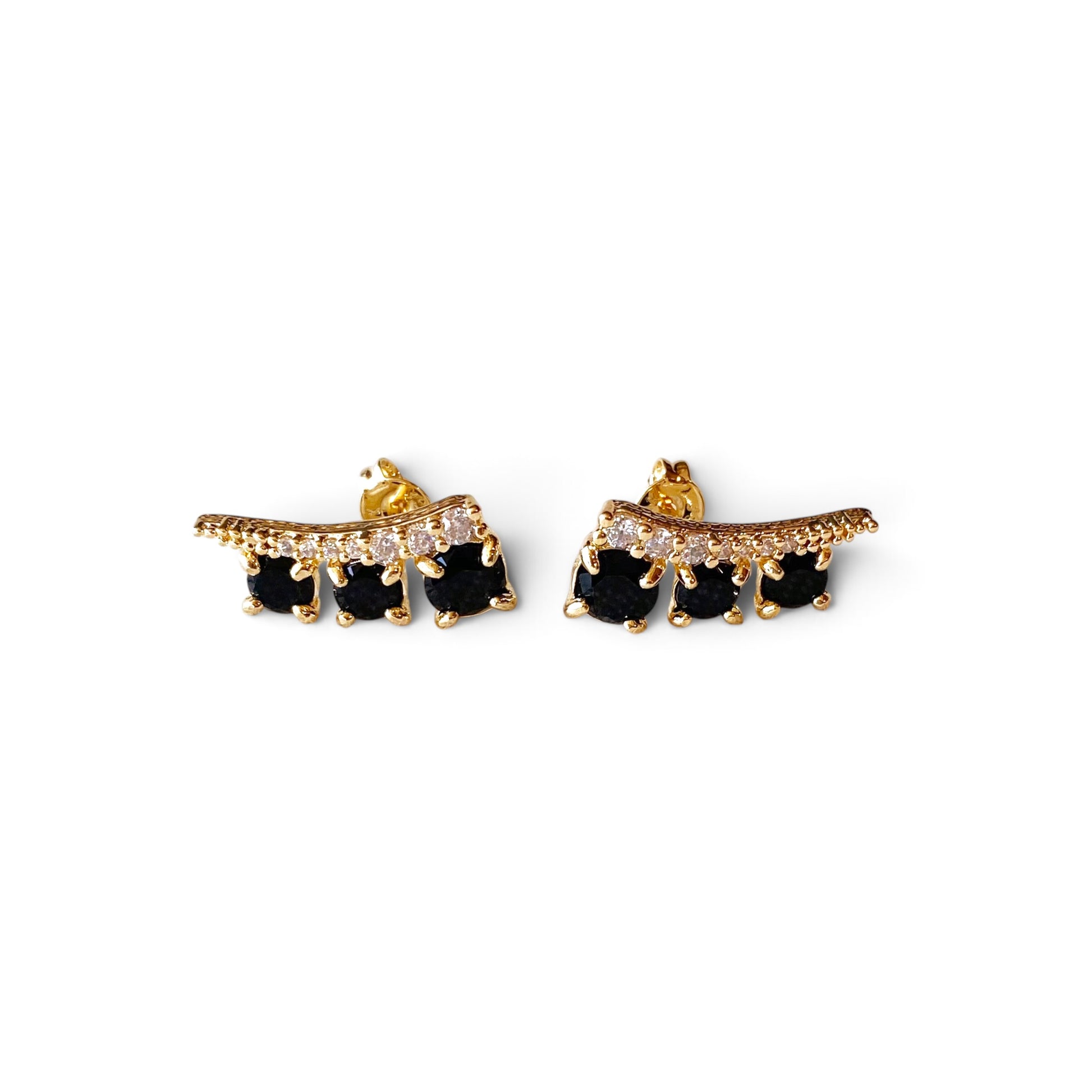 Black &amp; Clear CZ Ear Climber Earrings