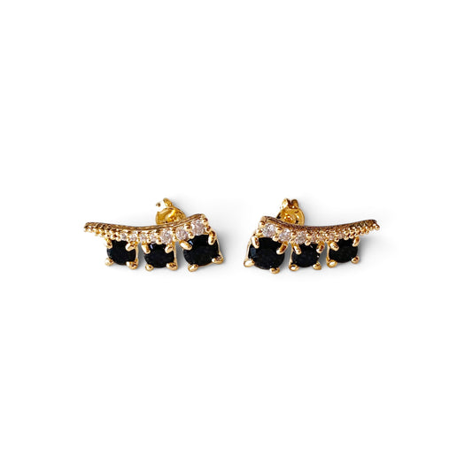 Black &amp; Clear CZ Ear Climber Earrings