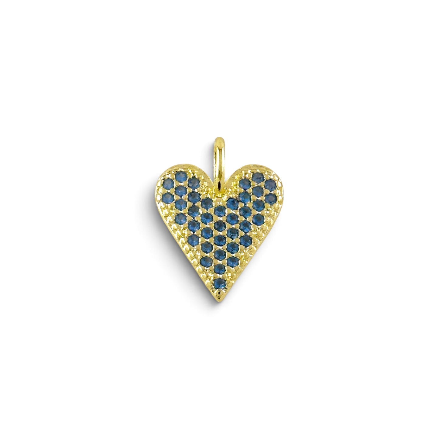 Blue Pavé CZ Heart Pendant