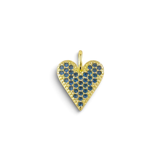 Blue Pavé CZ Heart Pendant