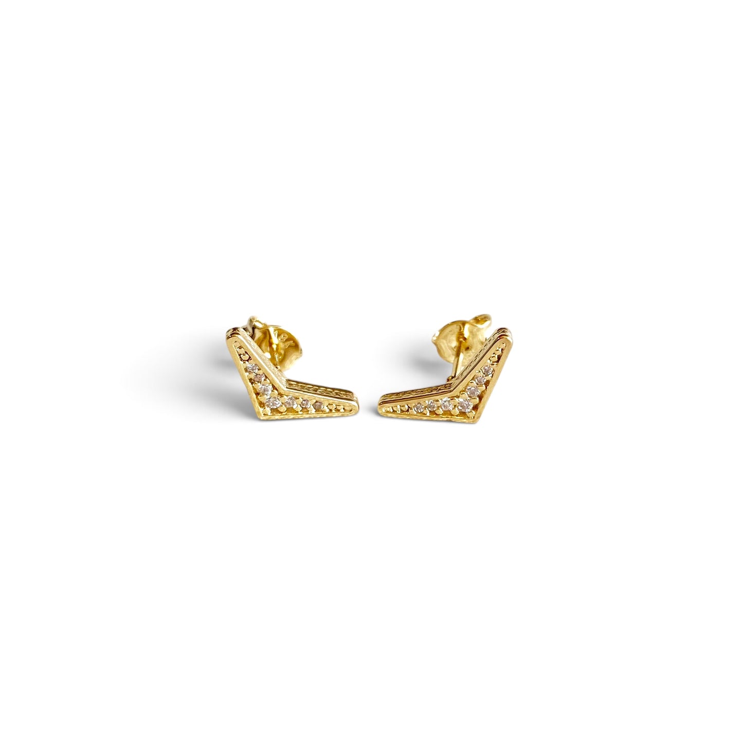 Boomerang CZ 10mm 18K Gold Filled Stud Earrings