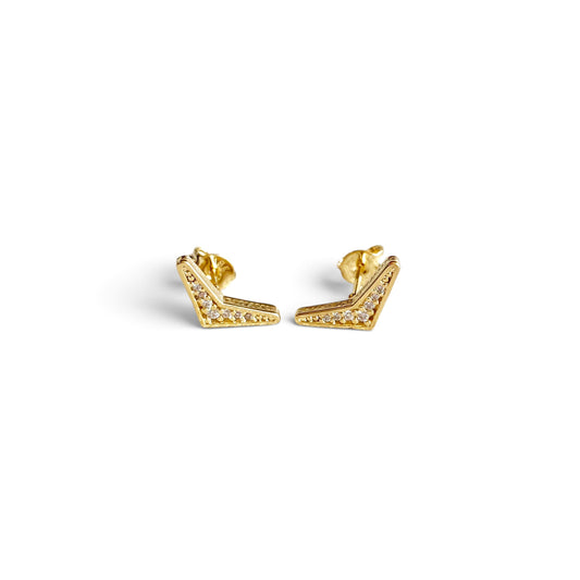 Boomerang CZ 10mm 18K Gold Filled Stud Earrings