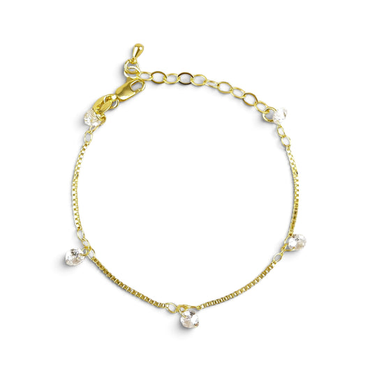 Box Chain CZ 18K Gold Filled Bracelet