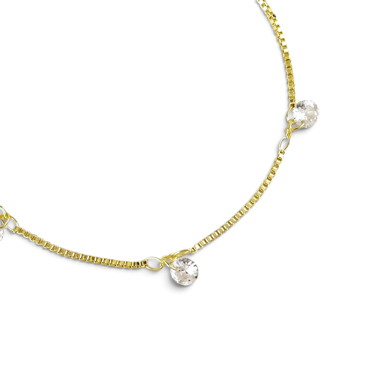 Box Chain CZ Bracelet Closup