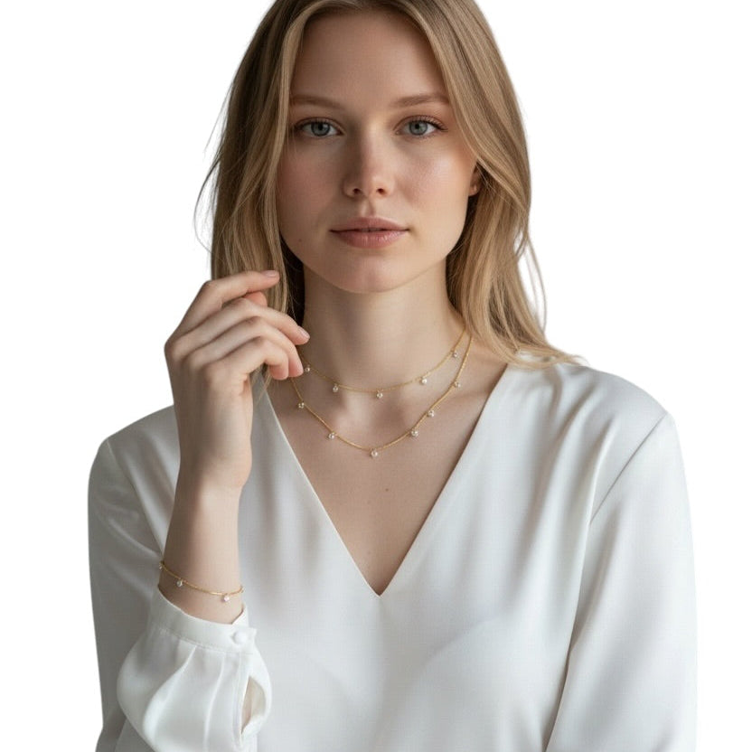 Box Chain CZ Bracelet on Model