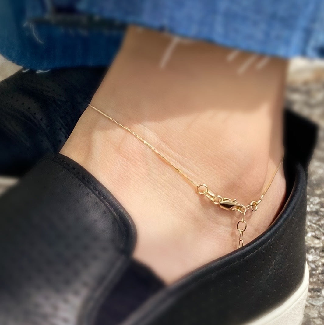 Box Chain 0.5mm 18K Gold Filled Anklet