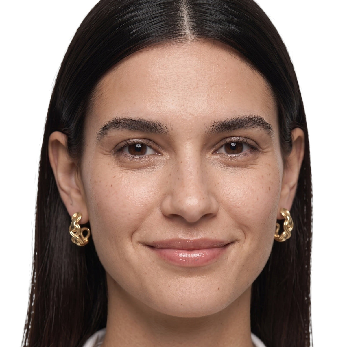 Braided Infinity Open Hoop Earrings on Model