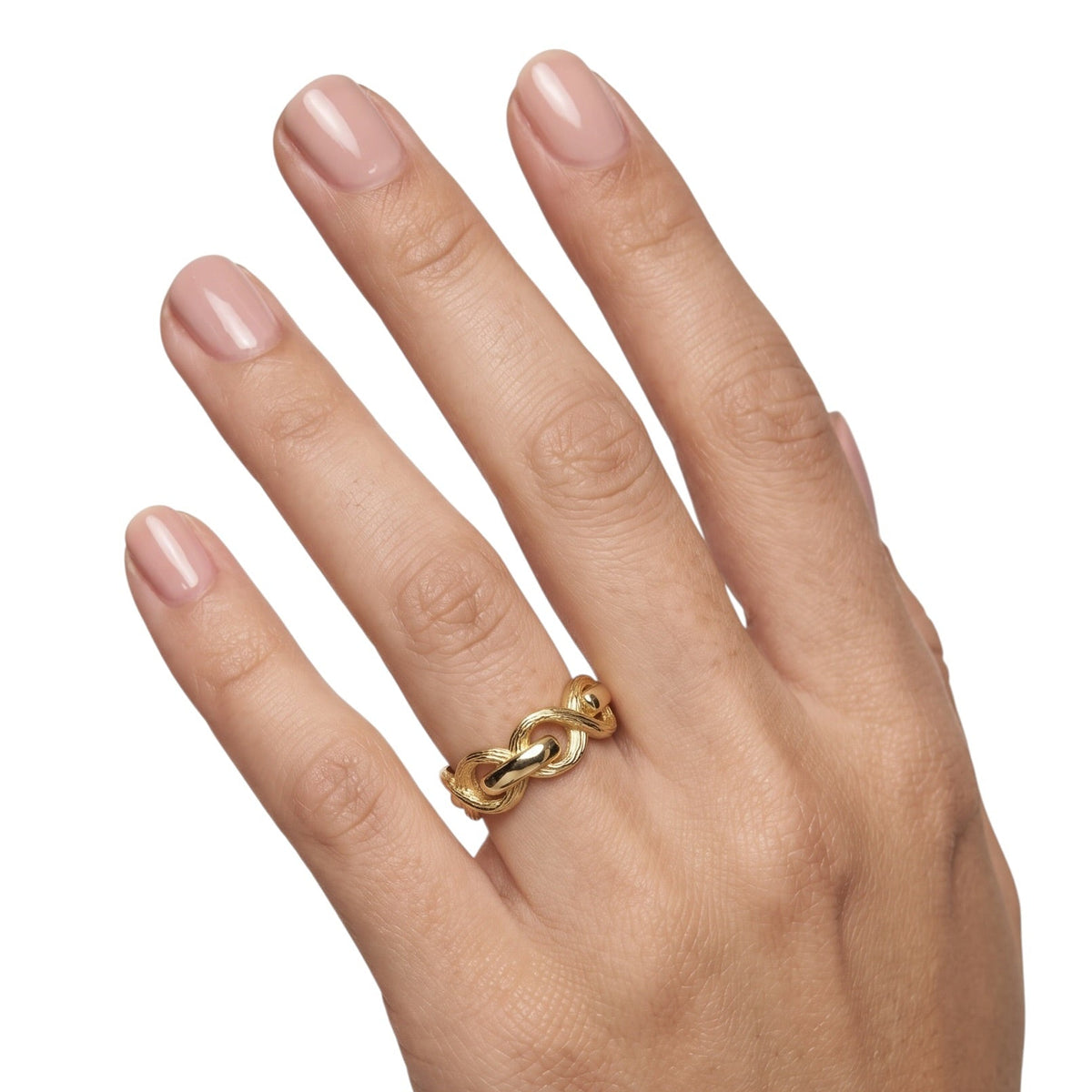 Braided Infinity Ring on Hand