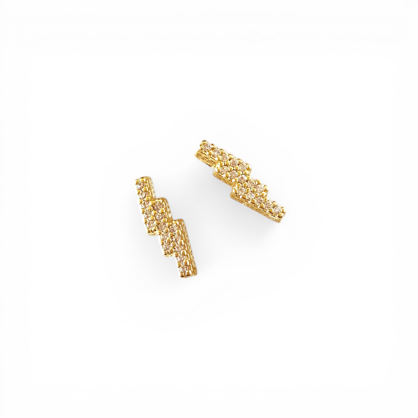 13mm Triple Stacked Pavé CZ Bar 18K Gold Filled Stud Earrings
