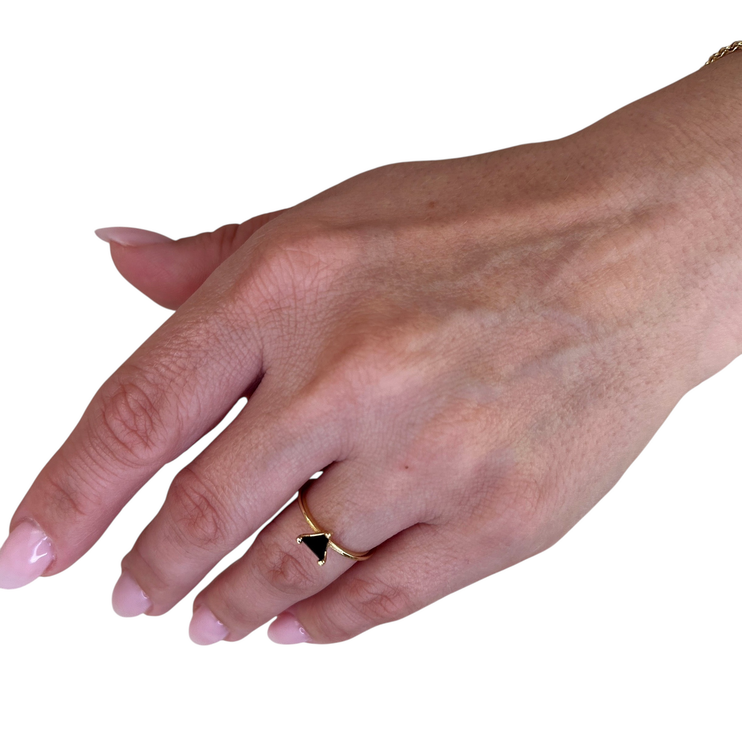 Triangle Cut CZ Solitaire 18k Gold Filled Ring