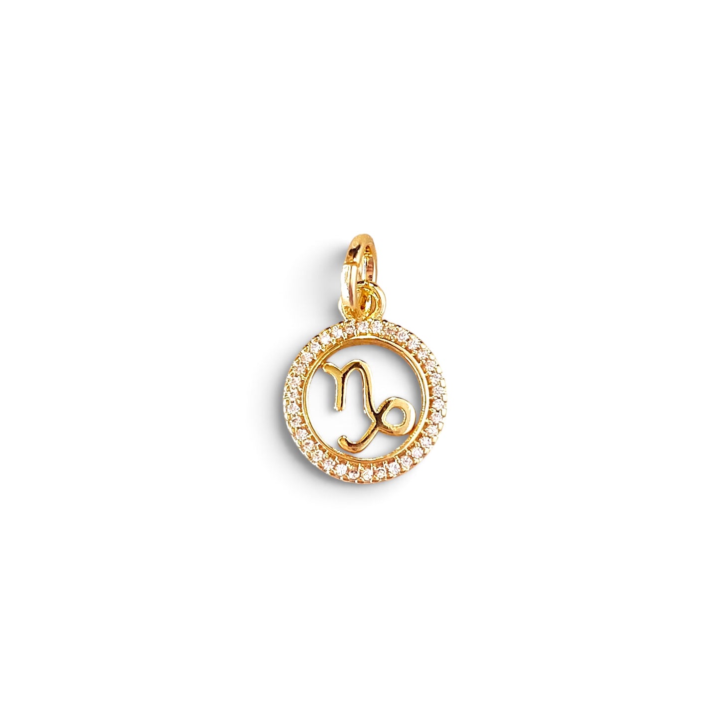 Capricorn Zodiac CZ 17mm 18K Gold Filled Pendant