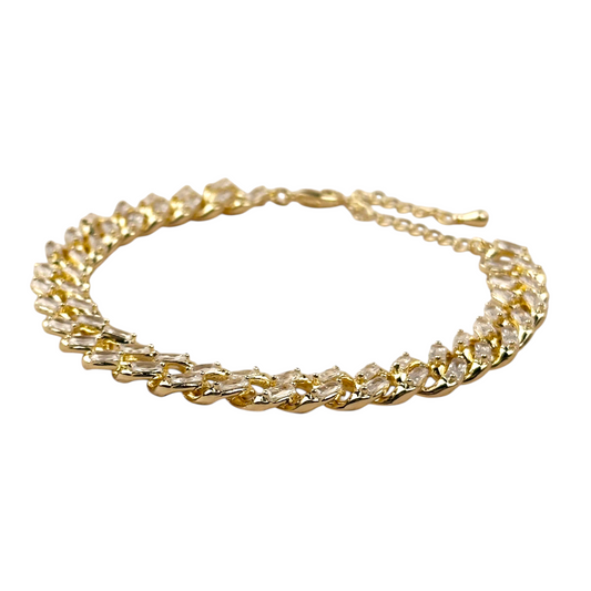 Iced Cuban Link Chain 18k Gold Filled Bracelet