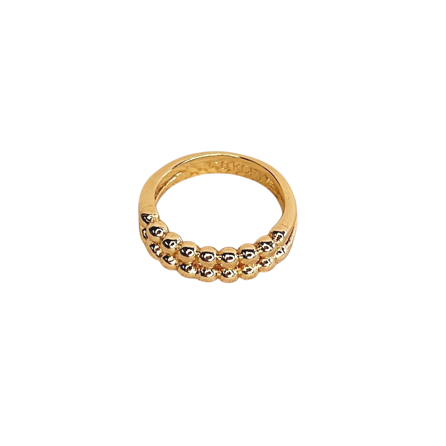 Dual Row Beaded Band 18K Gold Filled Ring