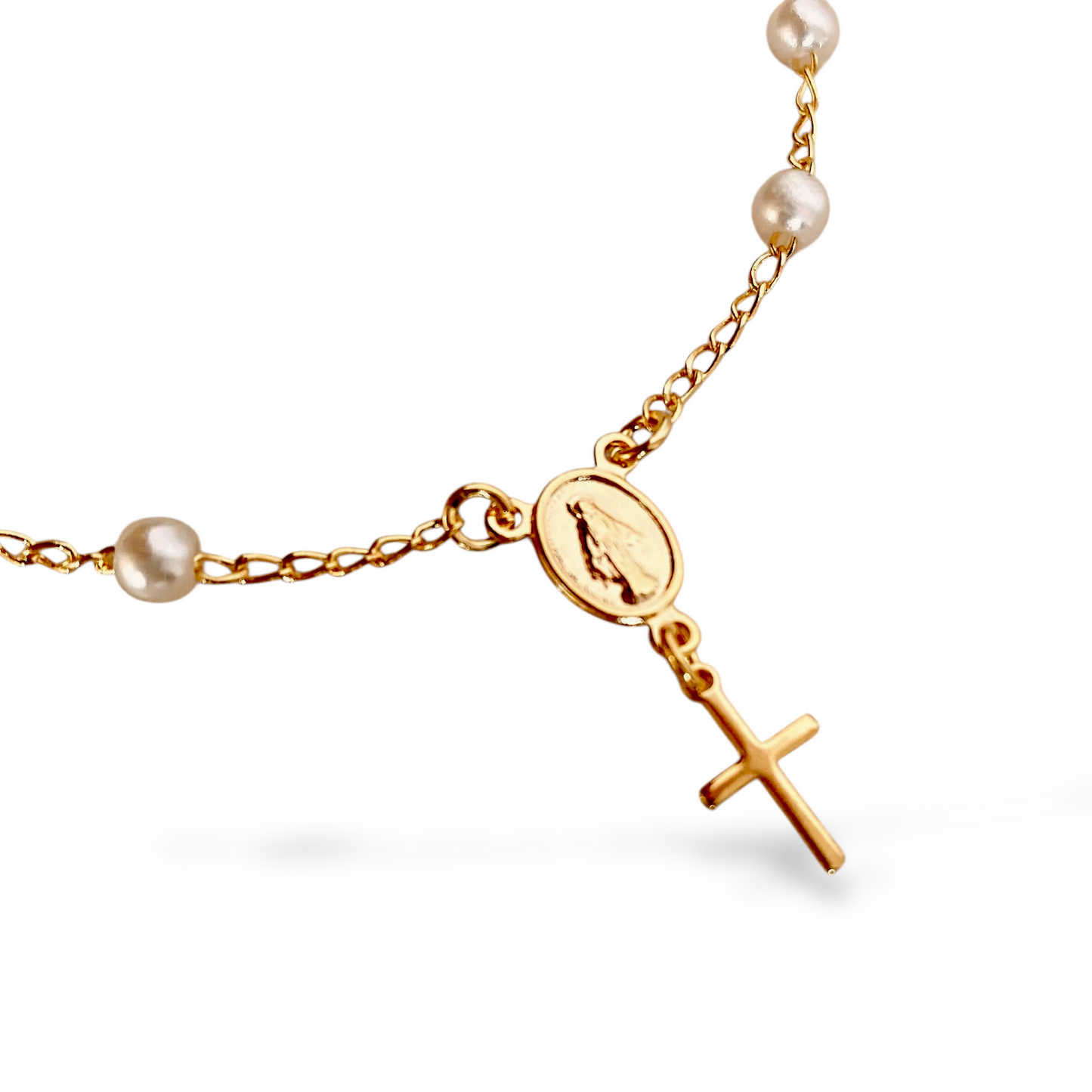 Pearl Rosary 18K Gold Filled Bracelet