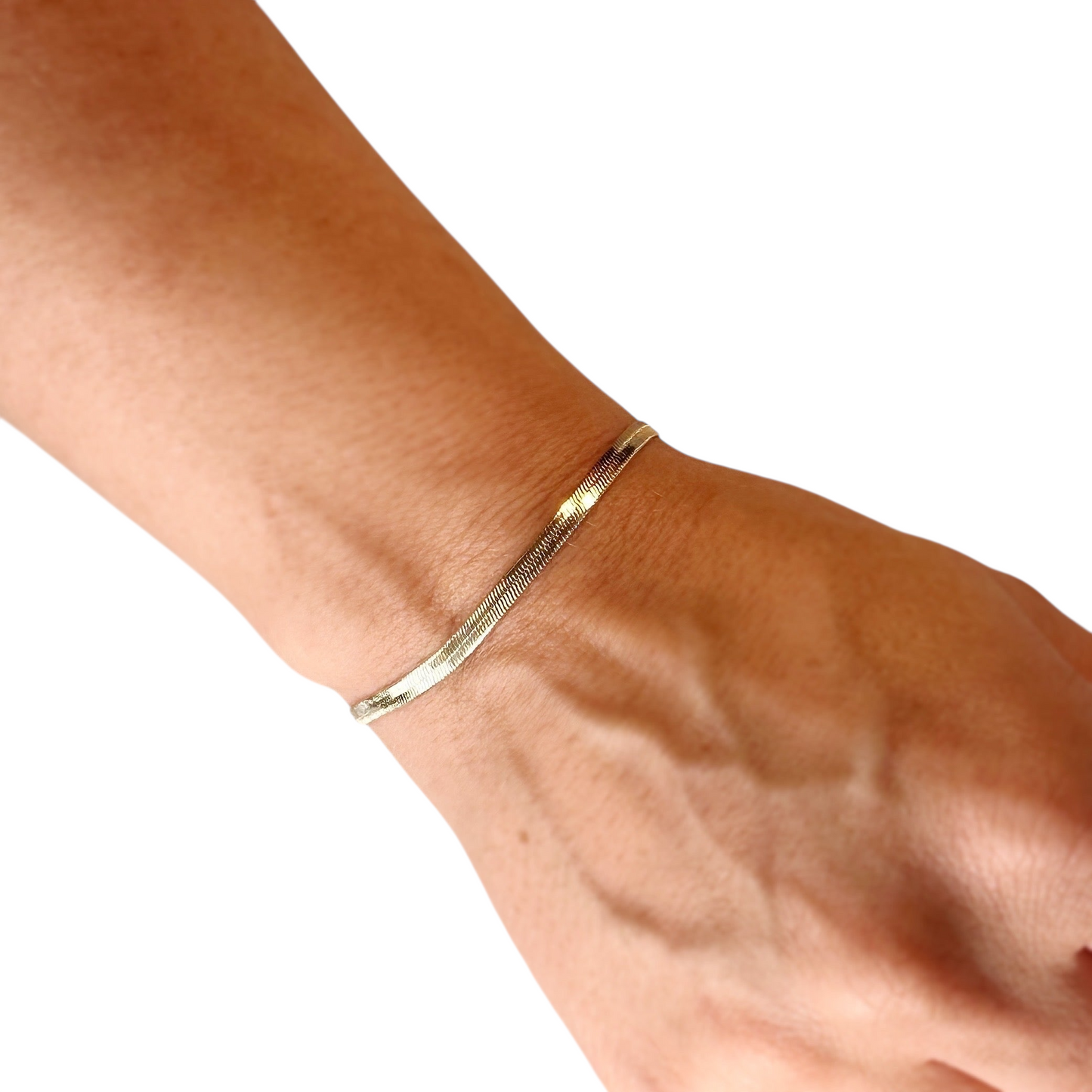 3mm Herringbone Chain 18k Gold Filled Bracelet