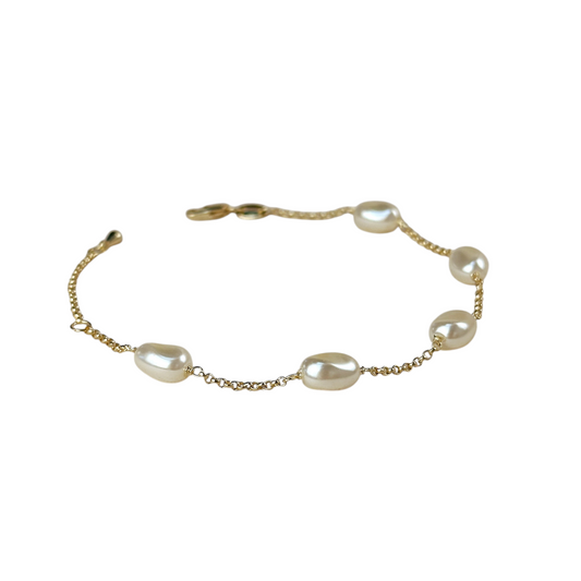 Baroque Pearl Station 18k Gold Filled Bracelet