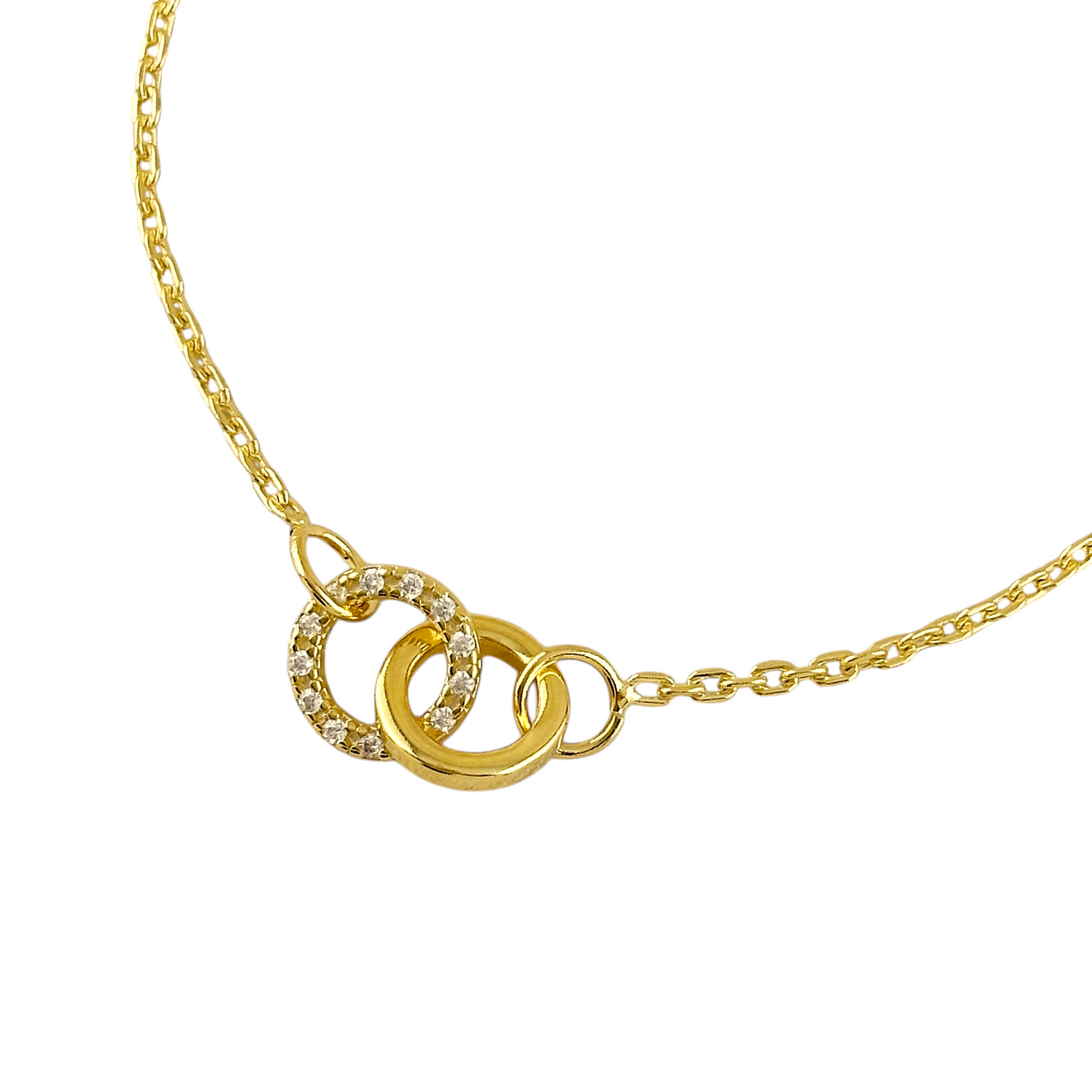 Interlocking Circles CZ 18k Gold Filled Bracelet