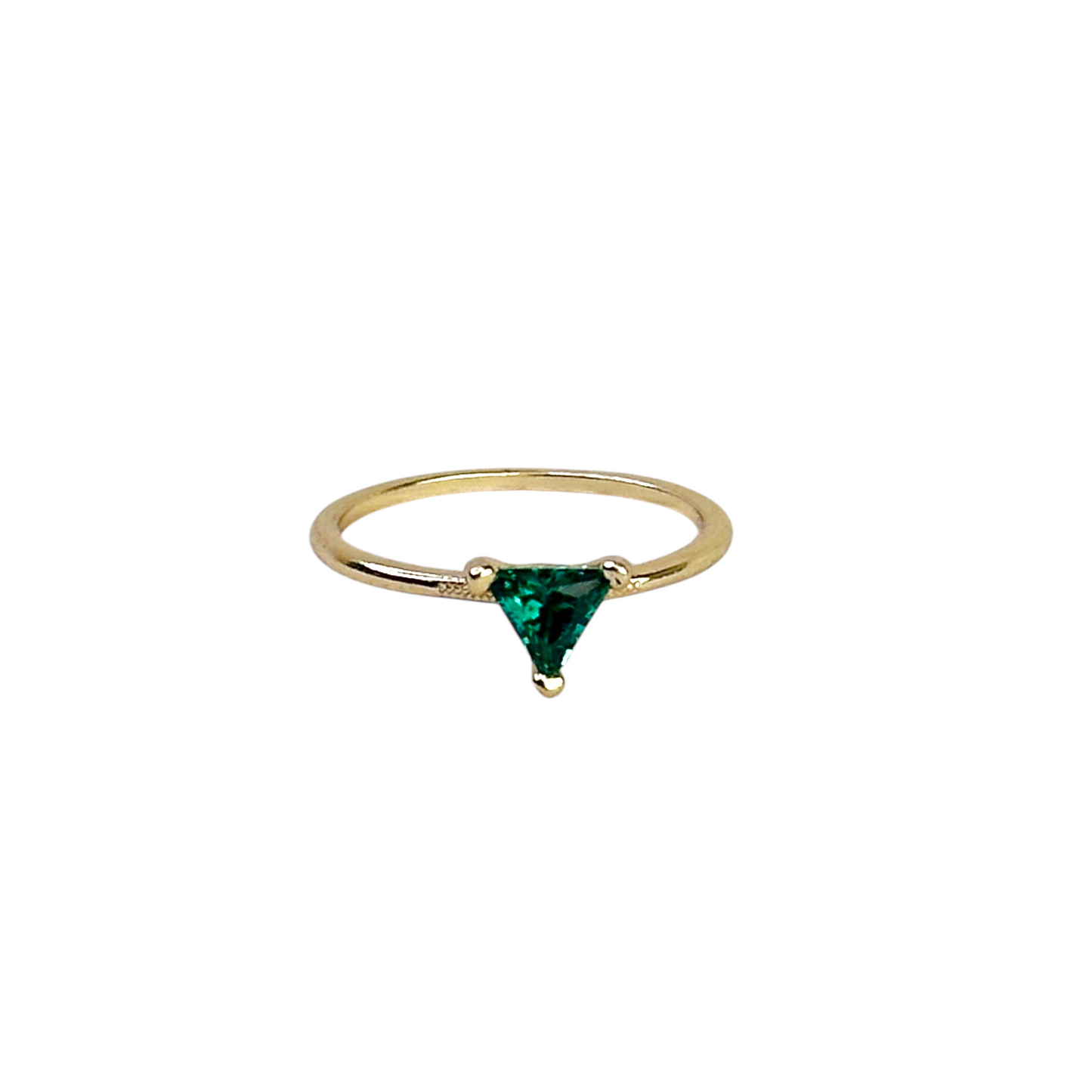 Triangle Cut CZ Solitaire 18k Gold Filled Ring