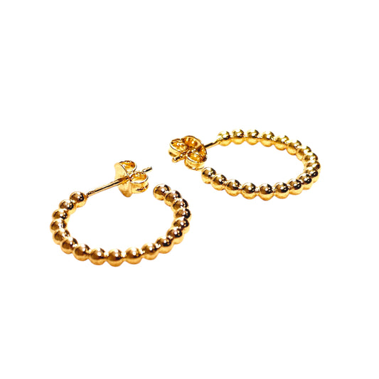 Beaded Open Hoop 18K Gold Filled Earrings